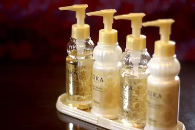 a tray with three small bottles of mustard at Hotel Mju-Adult Only in Tokyo