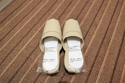 a pair of shoes sitting on top of a floor at Royal Hotel Shinokubo in Tokyo