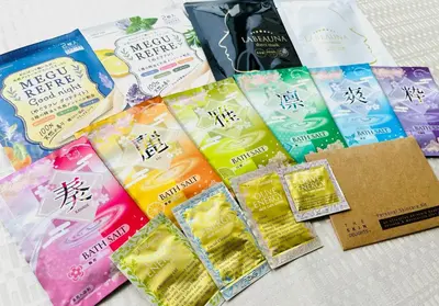 a group of different types of food packets at Hotel Monterey Akasaka in Tokyo