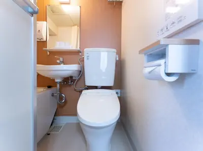 a bathroom with a white toilet and a sink at Chang Tee Hotel Ikebukuro in Tokyo