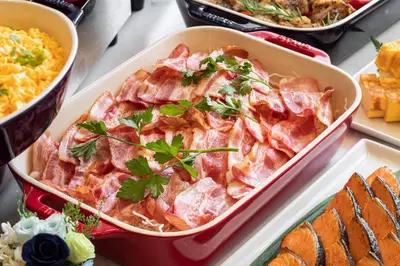 a tray of food with meat and other foods at Tmark City Hotel Tokyo Omori in Tokyo