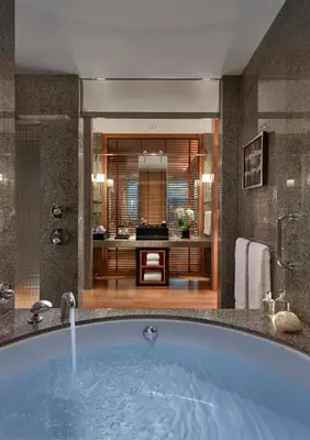 a bathroom with a tub with a shower and a sink at Mandarin Oriental, Tokyo in Tokyo