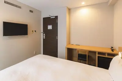 a hotel room with a bed and a tv at Sotetsu Fresa Inn Tokyo-Akasaka in Tokyo