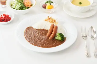 a plate of food with rice and carrots and broccoli at Hotel Tokyo Garden Palace in Tokyo