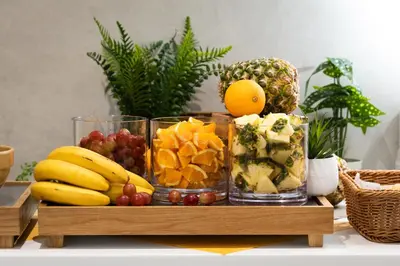 a tray of fruit and vegetables on a table at Hotel Keihan Asakusa in Tokyo