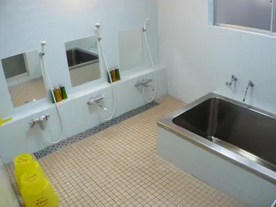 a bathroom with a sink and a mirror at Hotel Meigetsu in Tokyo