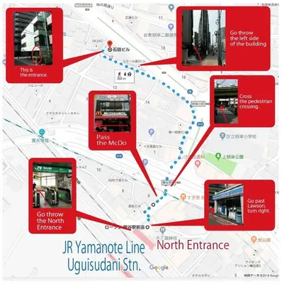 a map of the ni vancouver line subway at Base Inn Uguisudani in Tokyo