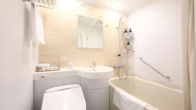 a bathroom with a sink and a toilet and a tub at ICI HOTEL Ueno Shin Okachimachi in Tokyo