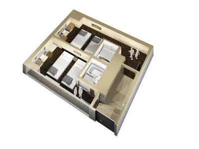 a rendering of a floor plan of a house at Ginza Capital Hotel Moegi in Tokyo