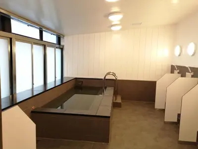 a bathroom with a bath tub with a shower at Tokyo Central Youth Hostel in Tokyo
