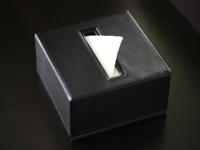 a black box with a white paper in it at APA Hotel Nihonbashi Hamacho Ekiminami in Tokyo