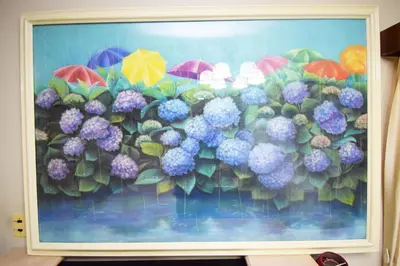 a painting of a bunch of flowers with umbrellas at Oasis Minamiyukigaya in Tokyo