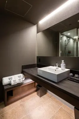 a bathroom with a sink and a mirror at The Royal Park Canvas - Ginza 8 in Tokyo