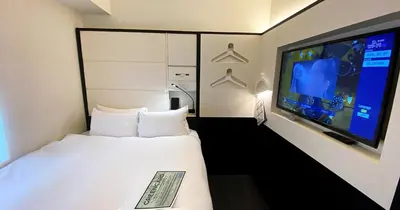 a hotel room with a bed and a tv at HOTEL SUI KANDA by ABEST in Tokyo