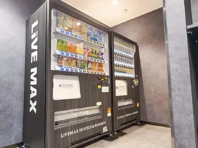 a vending machine with drinks and drinks in it at HOTEL LiVEMAX Akihabara Kita in Tokyo