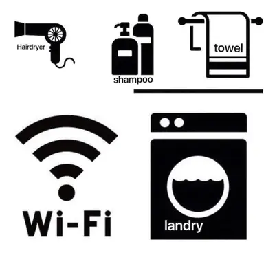 a set of icons of a washing machine at Oku Apartment in Tokyo