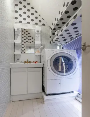 a washing machine in a laundry room with a sink at Papillon Paradis Nishi-Shinjuku in Tokyo