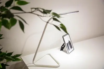a lamp sitting on a table with a plant at Universal Haneda in Tokyo