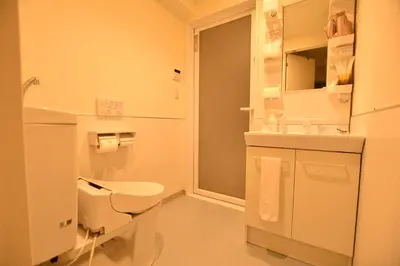a white bathroom with a toilet and a sink at Residence Condominium KALAHAAI in Tokyo