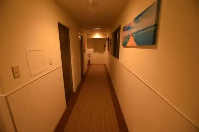 a corridor of a hallway with a long hallway at Residence Condominium KALAHAAI in Tokyo
