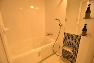 a bathroom with a shower and a bath tub with a shower at Residence Condominium KALAHAAI in Tokyo