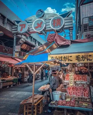 a man standing in front of a market with food at Alo BnB 1 - Near UENO, AKIHABARA, SENSOJI, TOKYO SKY TREE - Self check-in in Tokyo