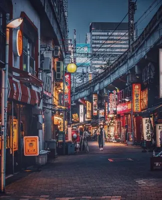 a woman walking down a street in an asian city at Alo BnB 1 - Near UENO, AKIHABARA, SENSOJI, TOKYO SKY TREE - Self check-in in Tokyo