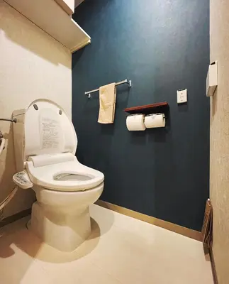 a bathroom with a toilet and two rolls of toilet paper at Shibuya apartment SHINSEN in Tokyo