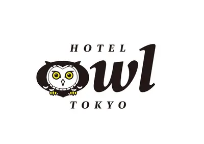 an owl sitting on a branch with the inscription hotel join tokyo vector illustration at Hotel Owl Tokyo Shinbashi in Tokyo