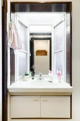 a bathroom with a white sink and a mirror at \u6771\u4eac\u82b3\u534e\u9a7f\u7ad9 in Tokyo