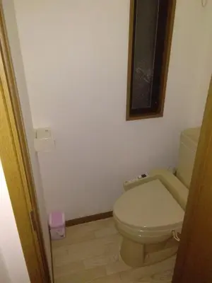 a bathroom with a white toilet and a window at Nice Hostel Kameari in Tokyo