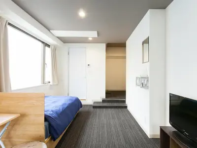 a bedroom with a bed and a flat screen tv at Hotel Cocoro Inn Asakusa Kuramae in Tokyo