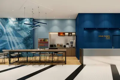 a kitchen and dining room with a table and chairs at Four Points Flex by Sheraton Tokyo Shibuya West in Tokyo