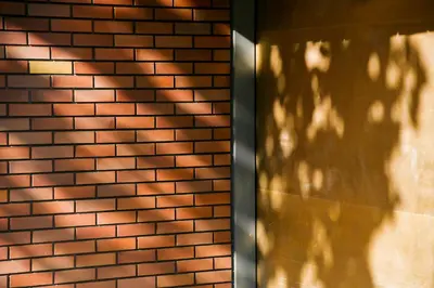 a shadow of a brick wall next to a door at DDD HOTEL in Tokyo