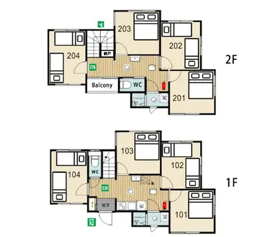 a floor plan of a house at Alo BnB 3 - Near KOMAGOME, IKEBUKURO, SHINJUKU, UENO - MAX 16 PAX in Tokyo