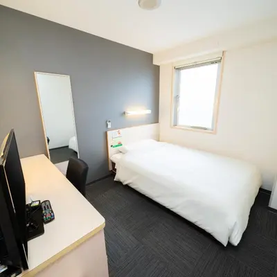 a hotel room with a bed and a television at Super Hotel Tokyo Kameido in Tokyo