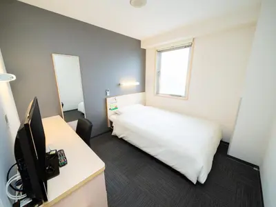 a hotel room with a bed and a television at Super Hotel Tokyo Kameido in Tokyo