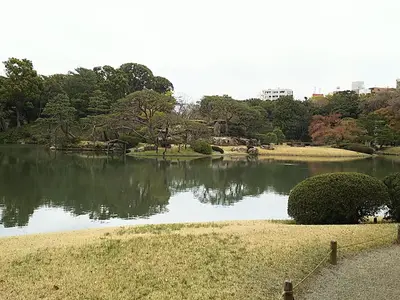 a pond in a park with trees in the background at APA Hotel Komagome Ekimae in Tokyo