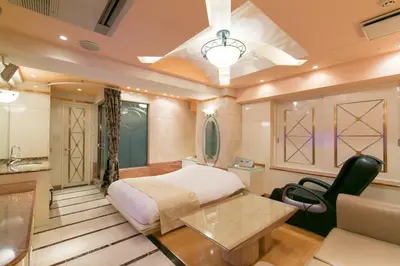 a bedroom with a bed and a table and a chair at HOTEL D-WAVE Shinjuku\uff08Adult Only) in Tokyo