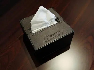 a black box with a white tissue in it at HOTEL LiVEMAX Asakusabashi-Eki Kitaguchi in Tokyo