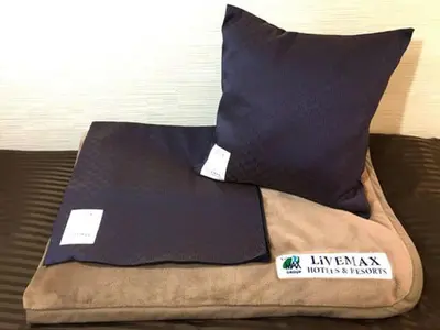 two pillows sitting on top of a bed at HOTEL LiVEMAX Asakusabashi-Eki Kitaguchi in Tokyo