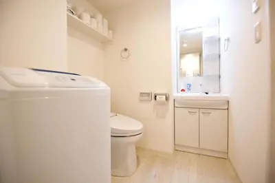 a bathroom with a toilet and a sink and a mirror at Prime Stage Otsuka Ikebukuro P203 in Tokyo