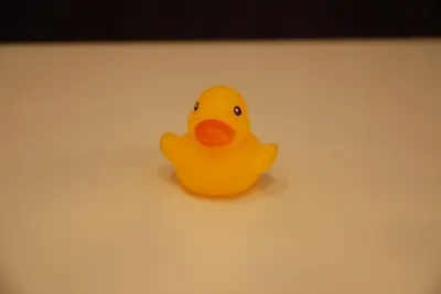a yellow rubber duck sitting on a table at Okachimachi Urban Hotel in Tokyo