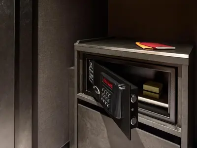 a microwave oven in the corner of a room at Mitsui Garden Hotel Jingugaien Tokyo Premier in Tokyo