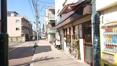 a street view of a city with a store at Sakura Stay Yoga 201 in Tokyo