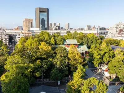 an overhead view of a city with trees and buildings at Tokyu Stay Monzen-Nakacho Tokyo in Tokyo
