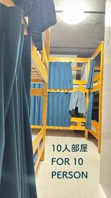 a room with bunk beds with a sign for prison at Hotel Adonis Tokyo - Dormitory Share Room For Male Only At City Center in Tokyo