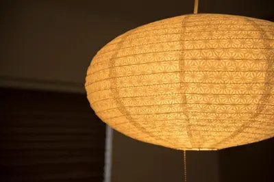 a paper lantern hanging from a ceiling at Skytree House In Tokyo in Tokyo