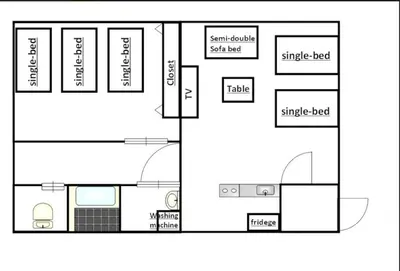 a floor plan of a small house at Kanbe Building 301 in Tokyo