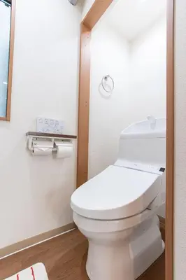 a bathroom with a white toilet and a mirror at Mori House In \u897f\u65e5\u66ae\u91ccI in Tokyo